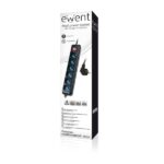 Ewent Ciabatta elettrica - 6 prese - Versione Schuko - 16A con interruttore on/off - Protezione da sovraccarico - Cavo da 1,5 m - Colore nero - immagine 5