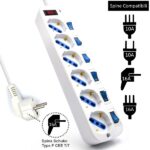 Ewent Ciabatta elettrica - 6 prese - Versione Schuko - 16A con interruttore on/off su ogni porta - Protezione contro le sovratensioni - Cavo da 5 m - Colore bianco - immagine 2