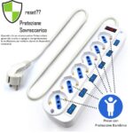 Ewent Ciabatta elettrica - 6 prese - Versione Schuko - 16A con interruttore on/off su ogni porta - Protezione contro le sovratensioni - Cavo da 5 m - Colore bianco - immagine 3