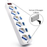 Ewent Ciabatta elettrica - 6 prese - Versione Schuko - 16A con interruttore on/off su ogni porta - Protezione contro le sovratensioni - Cavo da 5 m - Colore bianco - immagine 5