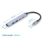 Ewent EW1149 Hub 5 porte - 1x USB-A 3.2 Gen1, 2x USB 2.0, 1x USB-C, 1x USB-C PD - Cavo 15 cm - Colore argento - immagine 5
