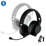 Coolbox WB01 Cuffie da gioco wireless con microfono - Connettività Bluetooth 5.4, wireless 2.4Ghz o jack - Illuminazione RGB - Autonomia fino a 20 ore - Cancellazione del rumore - Colore bianco - immagine 3