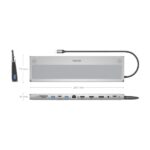 Aisens USB-C Dock 12 in 1 - USB-C a 2xHDMI - 1xDisplayPort - 1xRJ45 - 3xUSB-A USB3.0 - 1xUSB-C - 1xUSB-C PD - 1xSD - 1xMicro SD - 1xAudio - 30 cm - Colore grigio - immagine 4