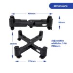 Ewent EW1292 Supporto mobile per CPU - Previene l'elettricità statica e i segni - Regolabile fino a 25 cm - Fino a 25 kg - Nero - immagine 3