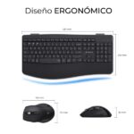 Subblim Dual Office Prowave Black Pack con tastiera ergonomica + mouse 3200 dpi wireless Bluetooth 5.3 e ricevitore USB - Batteria ricaricabile - Colore nero - immagine 3
