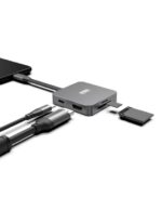 Urban Factory Hubee Light Mini HUB - USB-C maschio - USB-A/HDMI/SD/MSD femmina - 100W PD - Colore grigio metallizzato - immagine 5