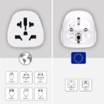 Ewent EW1480 Adattatore da viaggio universale - USA, Regno Unito, Australia ed Europa a Schuko - Colore bianco - immagine 4