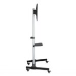 Ewent EW1583 Supporto da pavimento per TV da 37 a 86" - Vassoio multiuso - Peso max. 50 kg - Altezza, inclinazione e rotazione regolabili - Ruote - Colore grigio - immagine 4