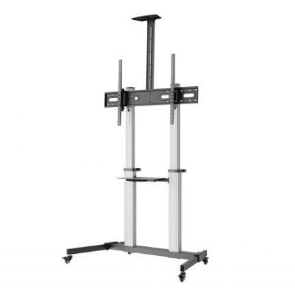 Ewent EW1592 Supporto da pavimento per schermi interattivi/TV da 60 a 100" - Vassoio multiuso - Peso max. 100 kg - Altezza e inclinazione regolabili - Ruote - Colore grigio