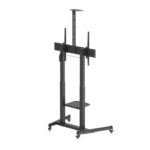 Ewent EW1591 Supporto da pavimento per schermi interattivi/TV da 60 a 100" - Vassoio multiuso - Peso max. 120 kg - Altezza e inclinazione regolabili - Sollevamento con manovella - Ruote - Colore nero - immagine 3