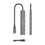Hub USB-C ultra sottile Aisens - 1xUSB3.1 Gen1 + 4xUSB3.0 - Alta velocità 5 Gbps - Alimentazione USB-C - Cavo da 15 cm - Colore grigio - immagine 4