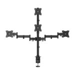 Aisens Supporto da tavolo Eco girevole e inclinabile per 4 monitor da 10 kg (4 perni - 2 bracci) da 13-27" - Colore nero - immagine 2