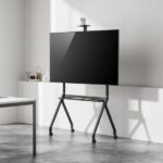 Aisens FT86FE-369 PRO Supporto da pavimento per schermi interattivi/TV da 55 a 100" - Vassoio multiuso - Supporto per videocamera - Peso max. 120 kg - Altezza regolabile - Ruote - Colore nero - immagine 5