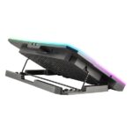 NGS HeroStand Base di raffreddamento per laptop fino a 15,6" - 6 ventole con LED blu - Schermo LCD con pulsanti di controllo - Bordi RGB - Supporto per smartphone - Altezza regolabile - Due porte USB - Colore nero - immagine 3