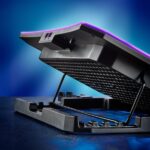 NGS HeroStand Base di raffreddamento per laptop fino a 15,6" - 6 ventole con LED blu - Schermo LCD con pulsanti di controllo - Bordi RGB - Supporto per smartphone - Altezza regolabile - Due porte USB - Colore nero - immagine 4
