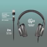 NGS VOX805-C Cuffie USB-C con microfono - Microfono regolabile e pieghevole - Tecnologia di filtraggio del rumore - Cuscinetti e archetto imbottiti - Controllo sul cavo - Cavo da 2 m - Colore nero - immagine 4
