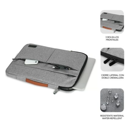 3" a 14" - Protezione a 360º con Air Padding - Tasche multiple - Resistente e durevole - Colore grigio chiaro