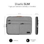 Subblim Custodia Air Padding 360 per laptop da 13,3" a 14" - Protezione a 360º con Air Padding - Tasche multiple - Resistente e durevole - Colore grigio chiaro - immagine 5