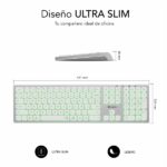 Subblim Tastiera wireless Master - Bluetooth e 2.4G - Illuminata - Tasti ergonomici a basso profilo - Colore bianco argento - immagine 4