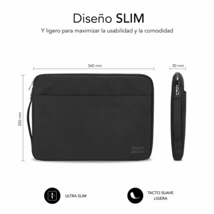 3" a 14" - Protezione elegante e funzionale - Tessuto in poliestere 600D - Interno imbottito in schiuma - Colore nero