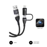 Subblim Cable Top 4 in 1 - USB-A USB-C Lightning - 60W - Nylon intrecciato - Ricarica rapida - 1 metro - immagine 4