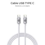Cavo Subblim Optimus USB-C - 60 W - Nylon intrecciato - 480 Mbps - 2 metri - Colore bianco - immagine 2
