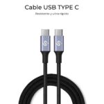 Cavo Subblim Plus USB-C - 100 W - Nylon intrecciato - 480 Mbps - Chip E-Marker - 1 metro - Colore nero - immagine 3