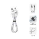 Cavo Subblim Plus USB-C - 100 W - Nylon intrecciato - 480 Mbps - Chip E-Marker - 1 metro - Colore bianco - immagine 2