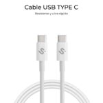 Cavo Subblim Plus USB-C - 100 W - Nylon intrecciato - 480 Mbps - Chip E-Marker - 2 metri - Colore bianco - immagine 3
