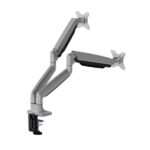 Supporto da tavolo Ewent con doppio braccio articolato per monitor fino a 35" - Girevole e inclinabile - Gestione dei cavi - Peso massimo di 15 kg per monitor - VESA 100x100 - 134x625x663 mm - Colore argento - immagine 2