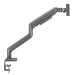 Ewent Supporto da tavolo con braccio articolato per monitor fino a 49" - Girevole e inclinabile - Gestione dei cavi - Peso massimo 20 kg - VESA 100x100 - Morsetto per spessore massimo di 80 mm - 134x625x663 mm - Colore grigio spaziale - immagine 3