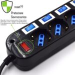 Ewent Presa multipla con 6 prese tipo L/F (Schuko) da 10/16A - Interruttore On/Off generale e individuale - Protezione contro le sovratensioni - Protezione bambini - Spina italiana piatta ad angolo - Cavo da 1,5 m - Colore nero - immagine 4
