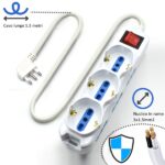 Ewent Ciabatta con 9 prese - 6 prese L + 3 prese L/F (Schuko) - Interruttore On/Off - Protezione contro le sovratensioni - Spina italiana piatta ad angolo - Protezione bambini - Cavo da 1,5 m - Colore bianco - immagine 4