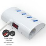 Ewent Ciabatta con 6 prese - 4 prese L + 2 prese L/F (Schuko) - 2x USB-A - Protezione bambini - Spina italiana piatta ad angolo - Protezione da sovratensioni - Cavo da 1,5 m - Colore bianco - immagine 4