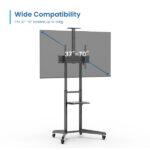 Ewent Supporto da pavimento per TV fino a 70" - Vassoio ausiliario - Altezza regolabile - Gestione dei cavi - VESA massimo 600x400 - Peso massimo 50 kg - Ruote con blocco - 871x678x1966 mm - Colore nero - immagine 5