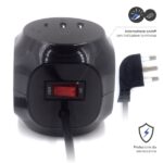 Ewent Ciabatta con 6 prese da tavolo a forma di cubo - 3 prese L/F (Schuko) - 2x USB-A - 1x USB-C - Spina italiana piatta ad angolo - Interruttore On/Off - Cavo da 1,5 m - Colore nero - immagine 3