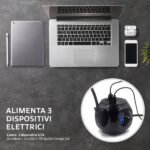 Ewent Ciabatta con 6 prese da tavolo a forma di cubo - 3 prese L/F (Schuko) - 2x USB-A - 1x USB-C - Spina italiana piatta ad angolo - Interruttore On/Off - Cavo da 1,5 m - Colore nero - immagine 5