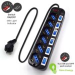 Ewent Ciabatta con 6 prese di sicurezza - 6x Schuko 16A - Protezione da sovratensione - Interruttore generale e singoli interruttori ON/OFF - Protezione per bambini - Cavo da 1,5 m - Colore nero - immagine 3