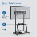 Ewent Supporto da pavimento per TV fino a 100" - Vassoio ausiliario - Altezza regolabile - VESA massimo 800x600 - Peso massimo 150 kg - Ruote per lo spostamento - 1050x570x1785 mm - Colore nero - immagine 4