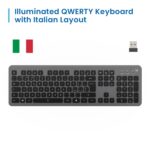 Tastiera wireless Ewent - Batteria ricaricabile al litio da 300 mAh - Disposizione italiana QWERTY IT - Retroilluminazione - Tasti a basso profilo e silenziosi - Colore nero/grigio - immagine 4
