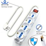 Ewent Ciabatta con 6 prese - 8 prese L + 4 prese L/F (Schuko) - Interruttore di accensione - Protezione bambini - Spina italiana piatta ad angolo - Cavo da 5 m - Colore bianco - immagine 3