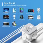 Ewent Ciabatta con 6 prese da tavolo - 3x Schuko 16A - 2x USB-A - 2x USB-C - Protezione bambini - Interruttore On/Off - Forma cubica - Cavo da 1,5 m - Colore bianco/grigio - immagine 5