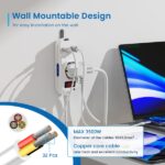 Ewent Ciabatta con 6 prese - 2 prese L + 1 presa L/F (Schuko) - 1x USB-A - 1x USB-C - Spina italiana piatta ad angolo - Interruttore On/Off - Cavo da 1,5 m - Colore bianco - immagine 4