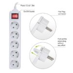 Ewent Ciabatta con 5 prese Schuko 16A - Protezione bambini - Interruttore On/Off - Cavo da 1,5 m - Spina Schuko piatta ad angolo - Interruttore On/Off - Colore bianco - immagine 3