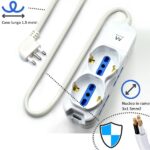 Ewent Ciabatta con 6 prese - 4 prese L + 2 prese L/F (Schuko) - Protezione bambini - Spina italiana piatta ad angolo - Cavo da 1,5 m - Colore bianco - immagine 3