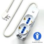 Ewent Ciabatta con 6 prese - 4 prese L + 2 prese L/F (Schuko) - Protezione bambini - Spina italiana piatta ad angolo - Cavo da 1,5 m - Colore bianco - immagine 4