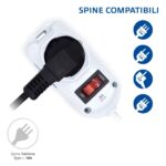 Ewent Ciabatta con 3 prese - 2 prese L + 1 presa L/F (Schuko) - Interruttore On/Off - Spina italiana piatta ad angolo - Cavo da 1,5 m - Colore bianco - immagine 3