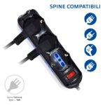 Ewent Ciabatta con 9 prese - 6 prese L + 3 prese L/F (Schuko) - Interruttore On/Off - Spina italiana piatta ad angolo - Cavo da 1,5 m - Colore nero - immagine 3