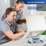 Supporto da tavolo per laptop Ewent - Alluminio - Rotazione 360° - Regolabile - Base antiscivolo - Regolabile - Pieghevole - Colore argento/grigio - immagine 3