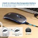 Mouse wireless Ewent - Ricevitore USB-A da 2,4 GHz - Bluetooth 5.1 - Ricaricabile - Luci RGB - 4 pulsanti - Batteria al litio da 500 mAh - Colore nero - immagine 3